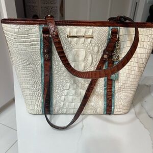 Brahmin Asher Soraya Coconut Satchel Croc Embossed Leather Shoulder bag